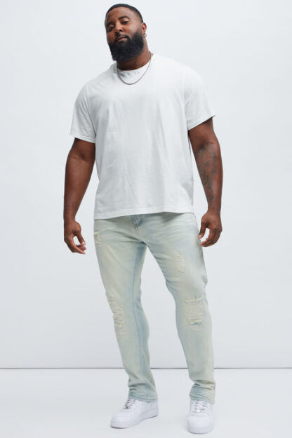 Jeans Skinny Rotos con Efecto Apilado - Lavado Claro - Image 7