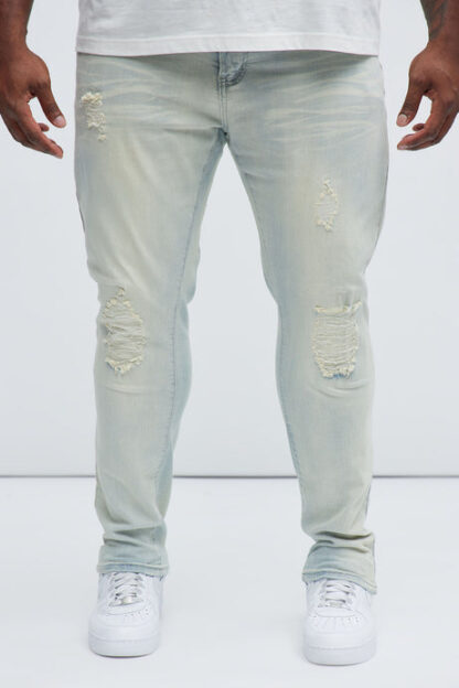 Jeans Skinny Rotos con Efecto Apilado - Lavado Claro - Image 6