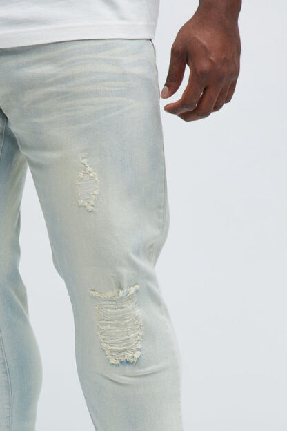 Jeans Skinny Rotos con Efecto Apilado - Lavado Claro - Image 8