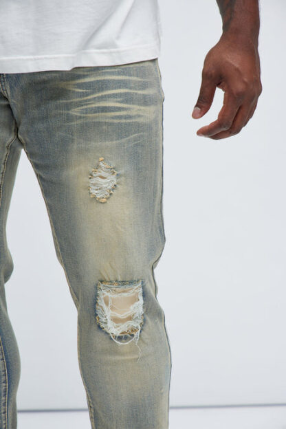 Jeans Skinny Rotos con Efecto Apilado - Lavado Claro - Image 17