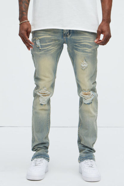 Jeans Skinny Rotos con Efecto Apilado - Lavado Claro - Image 10