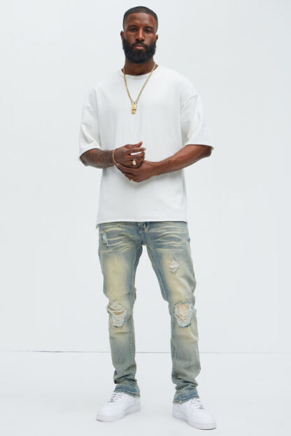 Jeans Skinny Rotos con Efecto Apilado - Lavado Claro - Image 11