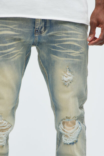 Jeans Skinny Rotos con Efecto Apilado - Lavado Claro - Image 12