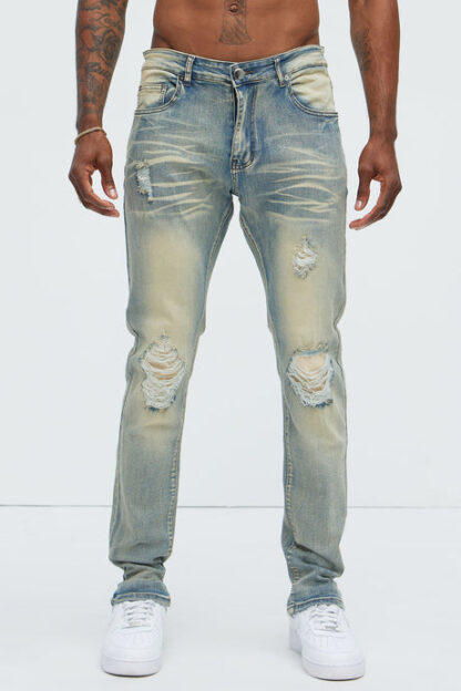 Jeans Skinny Rotos con Efecto Apilado - Lavado Claro - Image 13