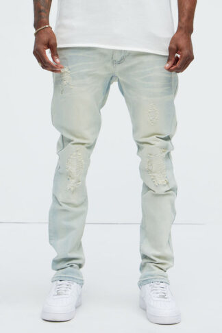 Jeans Skinny Rotos con Efecto Apilado - Lavado Claro