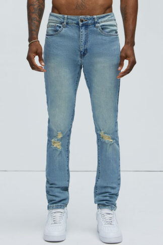 Jeans Skinny con Detalles de Desgaste - Lavado Vintage