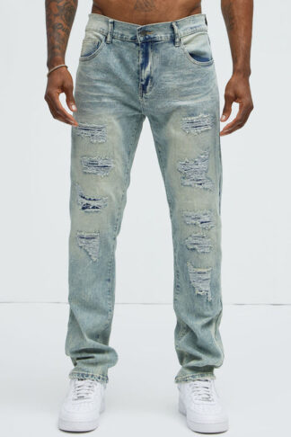 Jeans Slim Fit con Detalles Desgastados