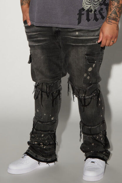 Jeans Ajustados de Estilo Cargo con Botones Laterales y Bota Ancha - Image 6